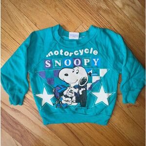 Vintage 80s Snoopy Motorcycle Sweatshirt Kids Freedom Togs Made USA